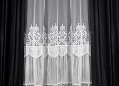 Тюль с выш. на франц. (грек.) сетке с корд., выс. 300 см, экрю
